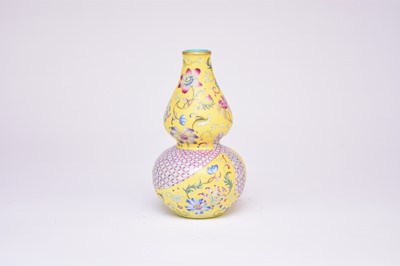 Lot 37 - A Chinese yellow ground gourd vase, Republic