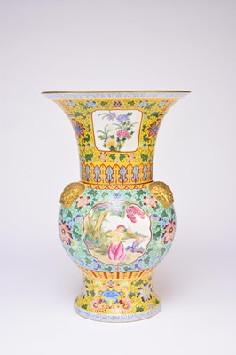 Lot 406 - A large Chinese famille rose Yen-Yen vase, 20th century