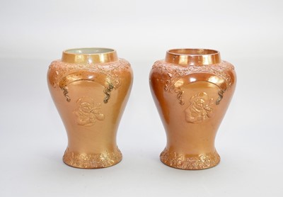 Lot 569 - A pair of Victorian salt-glaze stoneware tobacco jars