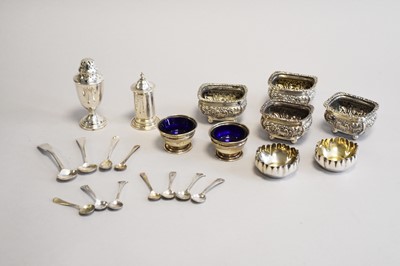 Lot 216 - A collection of silver cruets and spoons