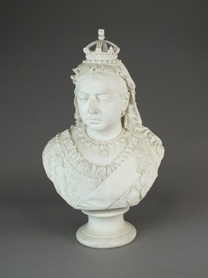 Lot 294 - Large Robinson and Leadbeater parian bust of Queen Victoria