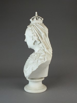 Lot 294 - Large Robinson and Leadbeater parian bust of Queen Victoria