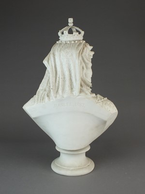 Lot 294 - Large Robinson and Leadbeater parian bust of Queen Victoria