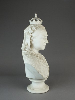 Lot 294 - Large Robinson and Leadbeater parian bust of Queen Victoria