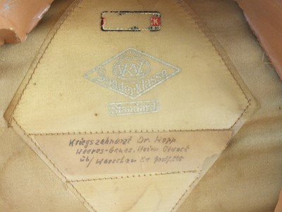 Lot 142 - WW2 German Gebirgsjäger Officer's visor worn by a Combat Dentist