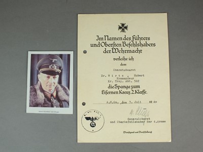 Lot 167 - A group of German bestowal certificates to Dr Hubert Wirtz, with personal photograph album