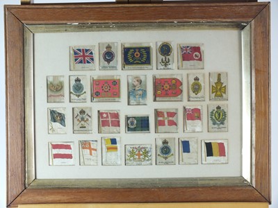 Lot 3 - Four silk and wool maritime embroideries together with military silk cigarette cards
