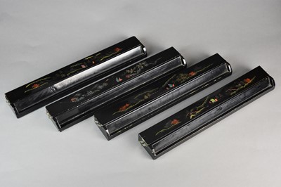 Lot 112 - Four Chinese lacquer mah-jong tile holders