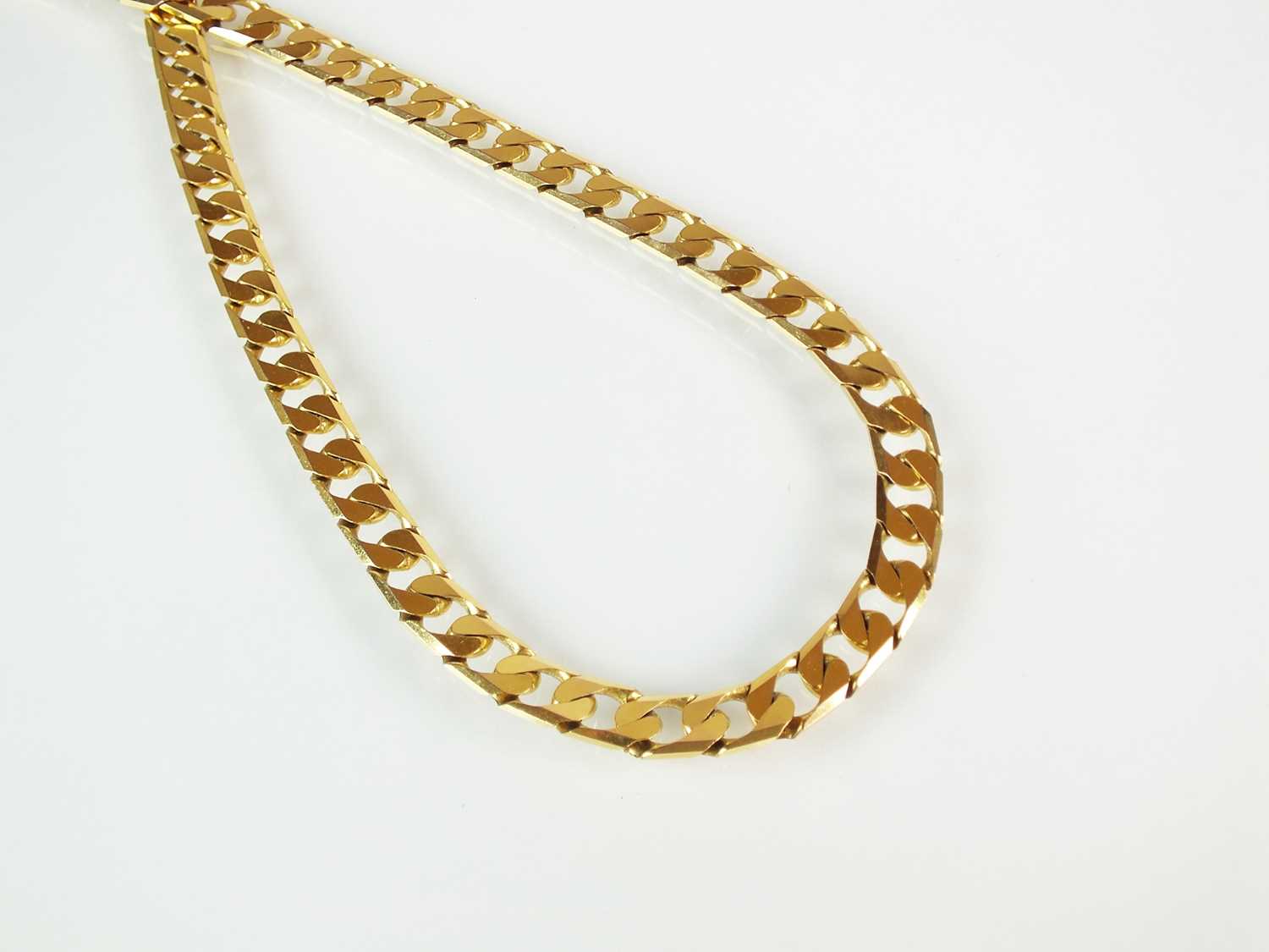 Lot 49 - A 9ct yellow gold flat curb link chain necklace