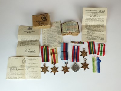 Lot 10 - Ten Second World War medals with ribbons - Merchant Navy interest