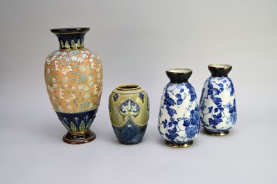 Lot 505 - Two Doulton vases and a pair of Phoenix Ware vases