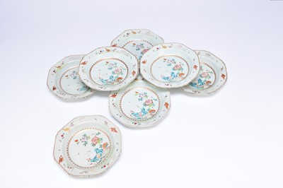 Lot 69 - A set of seven Chinese famille rose soup plates, 18th century