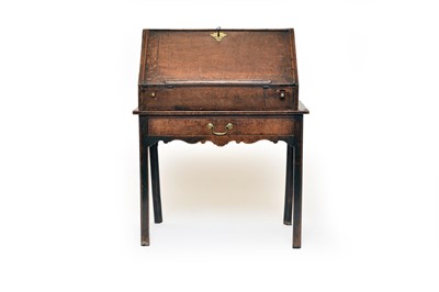 Lot 794 - A 19th century oak table bureau with associated lowboy stand