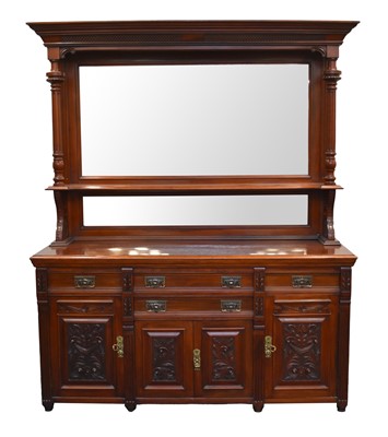 Lot 605 - A large late Victorian/Edwardian mahogany mirror-back sideboard