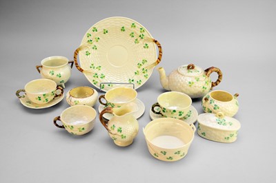 Lot 495 - Group of Belleek 'Shamrock' tea and decorative wares