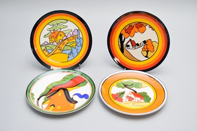 Lot 504 - A group of Wedgwood Clarice Cliff plates and enamel boxes