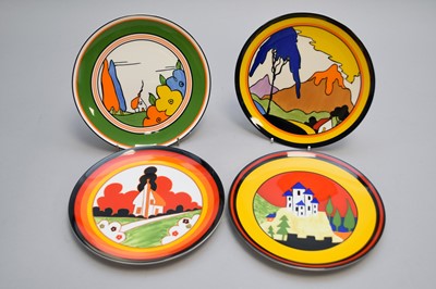 Lot 504 - A group of Wedgwood Clarice Cliff plates and enamel boxes