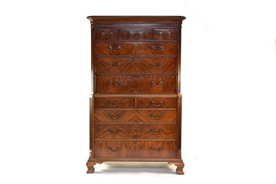 Lot 284 - A good, well-figured, 19th century mahogany chest on chest