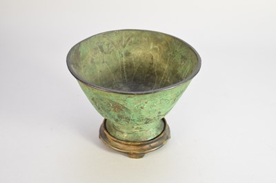 Lot 722 - A medieval style bronze cup or bowl, 19th/20th century