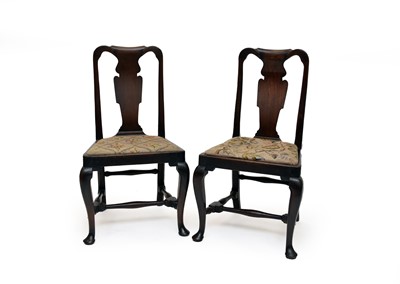 Lot 782 - A pair of Queen Anne period oak dining chairs