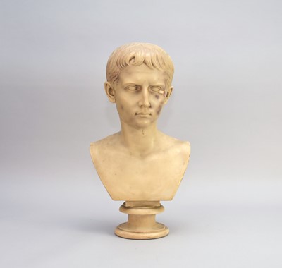 Lot 662 - After Canova, a composite stone bust of the Young Octavian