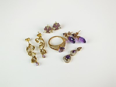 Lot 298 - A collection of 9ct gold amethyst jewellery