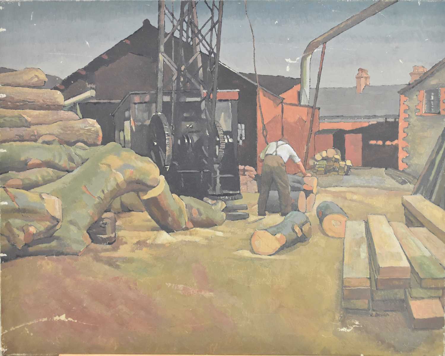 Lot 124 - Follower of Robert Bevan (British 1865-1925) Woodcutters Yard