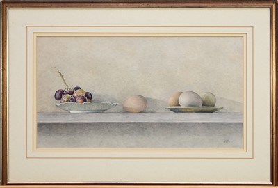 Lot 295 - Sue Read (20th Century) Still Life with Eggs and Grapes