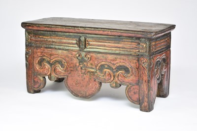 Lot 158 - A 17th/18th century Tibetan polychrome, chogtse or 'lama' occasional table