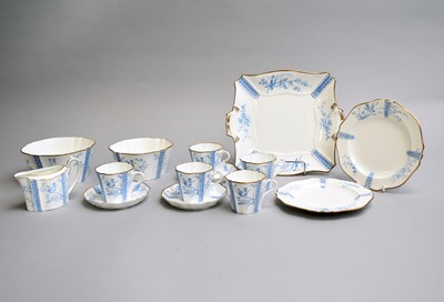 Lot 537 - A Wedgwood 'Blue Bird' tea service with associated table cloth