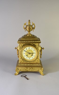 Lot 534 - A French gilt brass mantel clock