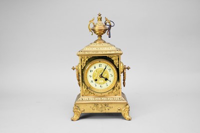 Lot 534 - A French gilt brass mantel clock