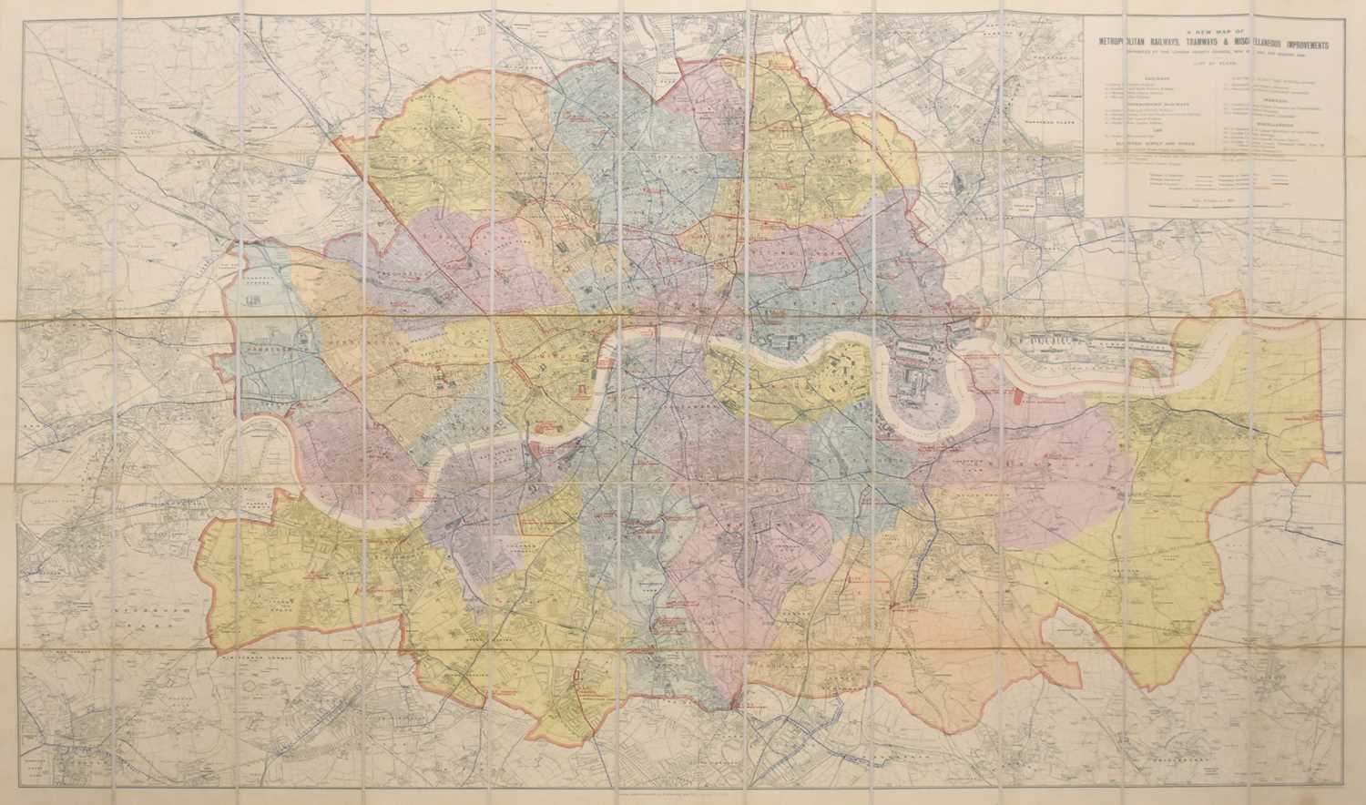Lot 60 - STANFORD'S MAP of Metropolitan Railways, Tramways and other improvements
