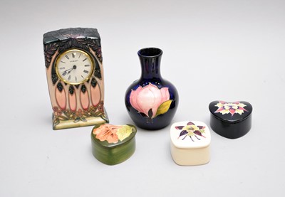 Lot 514 - Small group of Moorcroft including a Cluny mantel clock