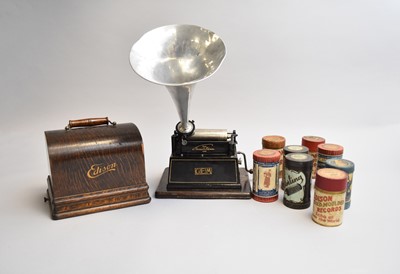 Lot 693 - An Edison Gem wax cylinder player and a collection of cylinders