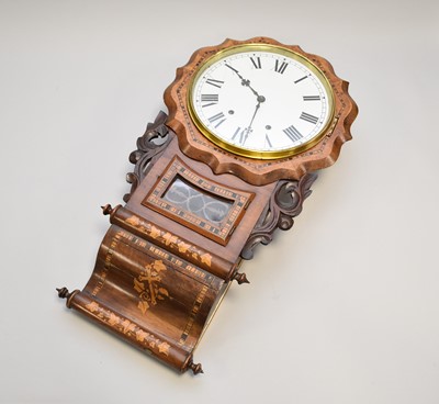 Lot 547 - A Victorian foliate marquetry drop-dial wall clock