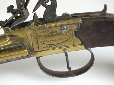 Lot 79 - Late 18th-century flintlock blunderbuss pistol with spring bayonet
