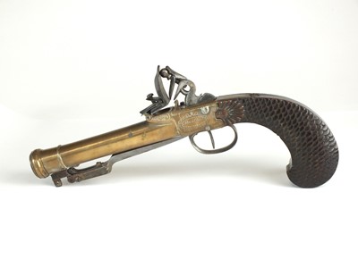 Lot 80 - French flintlock boxlock blunderbuss pistol with spring bayonet