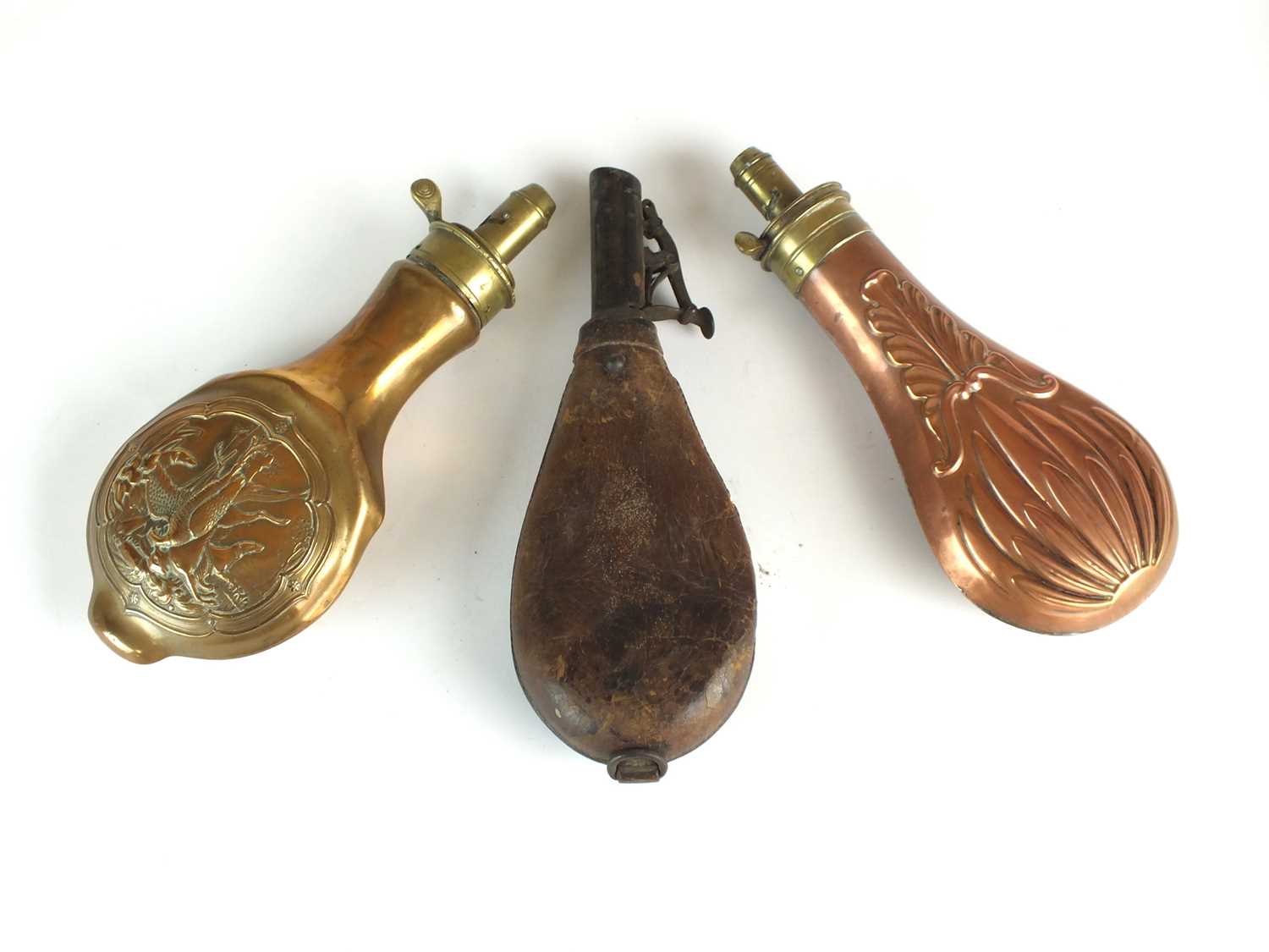 Lot 96 - Three powder and shot flasks