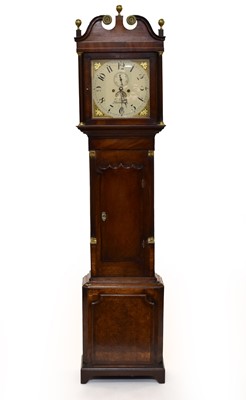Lot 533 - A George III oak painted dial longcase clock, P.Evans of Shrewsbury
