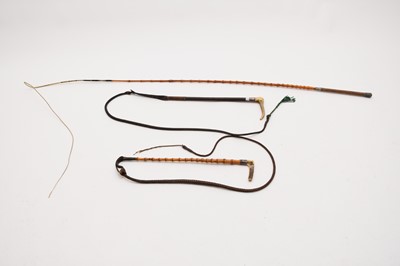 Lot 485 - Three Edwardian and later coaching whips
