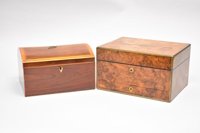 Lot 486 - A Victorian walnut travelling dressing case and a rosewood work box