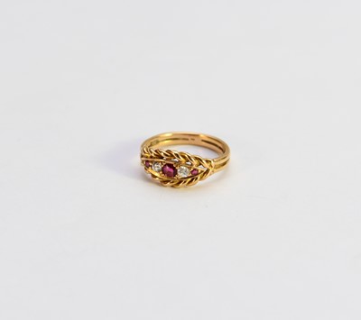 Lot 311 - A graduated five stone ruby and diamond ring