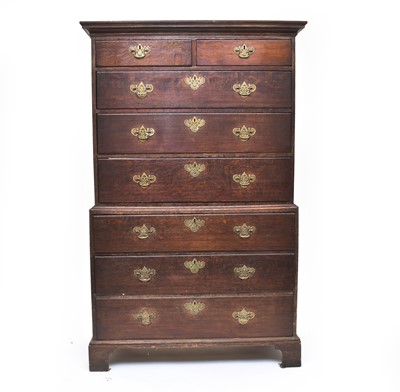 Lot 624 - A George III oak chest on chest