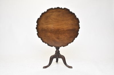 Lot 599 - A 19th century, 18th century style, mahogany piecrust top, tripod table