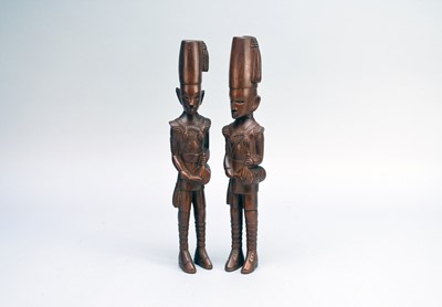 Lot 668 - A pair of East African tribal Colonial Kenya Kamba Askari soldiers