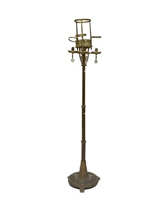 Lot 549 - A brass Secessionist style three-branch standard lamp