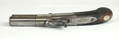 Lot 77 - English percussion pocket pistol with revolving barrels, early 19th century