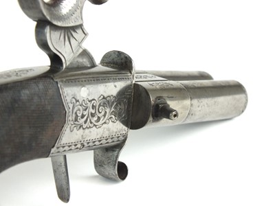 Lot 77 - English percussion pocket pistol with revolving barrels, early 19th century