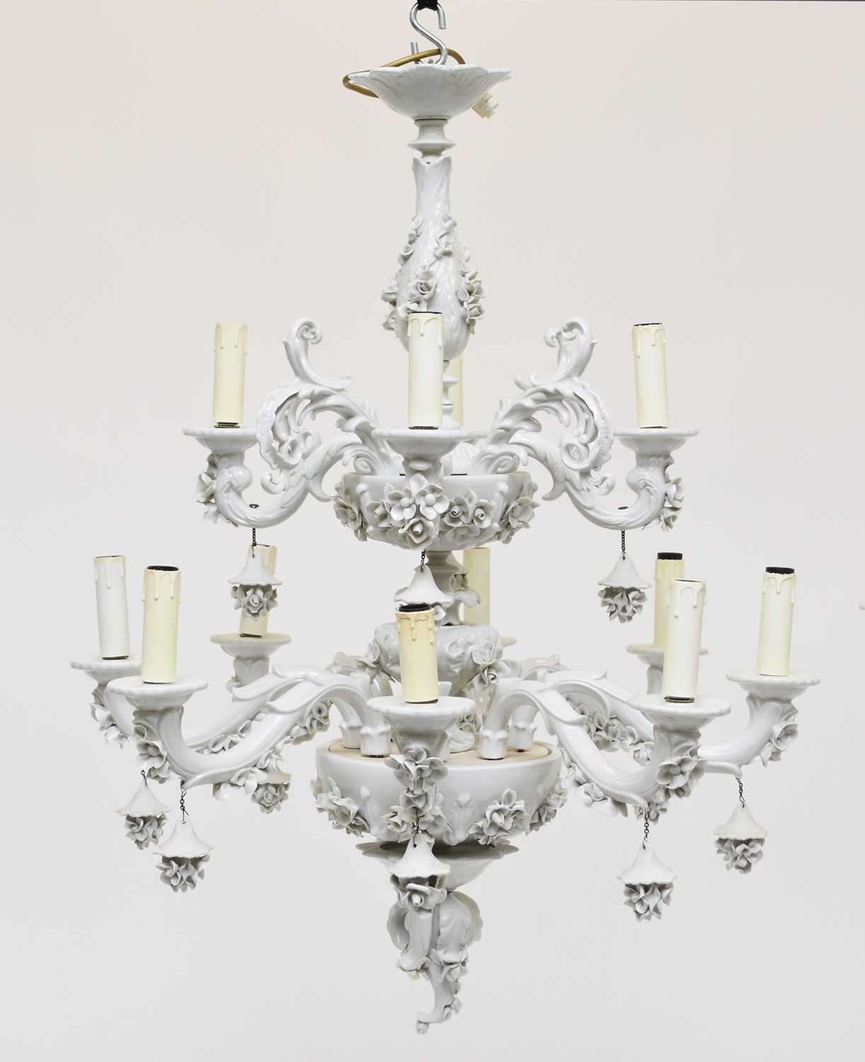 Lot 299 - A large Capodimonte porcelain chandelier